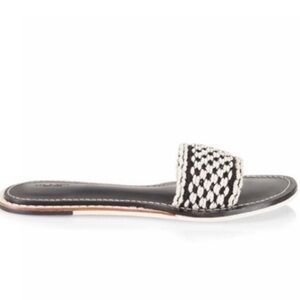 rag & bone Melrose Crochet Flat Slide – Black/Ivory – 9.5 – New, Unworn